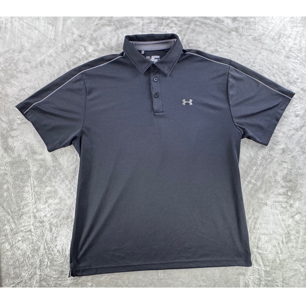 Under Armour Polo Shirt Mens 2XL Gray Golf Athletic HeatGear Performance Top‎